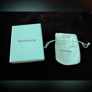 Tiffany blue box 3 1/2 inches x 3 x 1 1/2 
Empty box
Jewelry bag